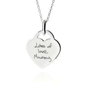 Sterling Silver Heart Handwriting Necklace - Inscripture - Memorial Jewellery - Handwriting Jewellery