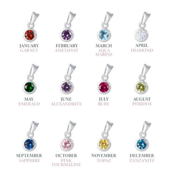Sterling Silver Family Birthstone Necklace