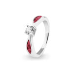 EV-R-313-Red Solitaire Ashes Ring - Ashes Jewellery