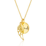 Gold Angel Wing Disc Necklace_71176