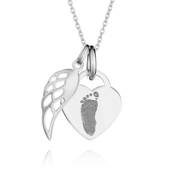 Small Angel Wing Handprint Footprint Necklace