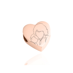 Rose Gold Illustration Pandora Compatible Heart Charm - Illustration Jewellery - Memorial Jewellery - Inscripture