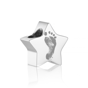 Silver Star Handprint or Footprint Pandora Compatible Charm - Memorial Jewellery - Handprint or Footprint Jewellery - Inscripture